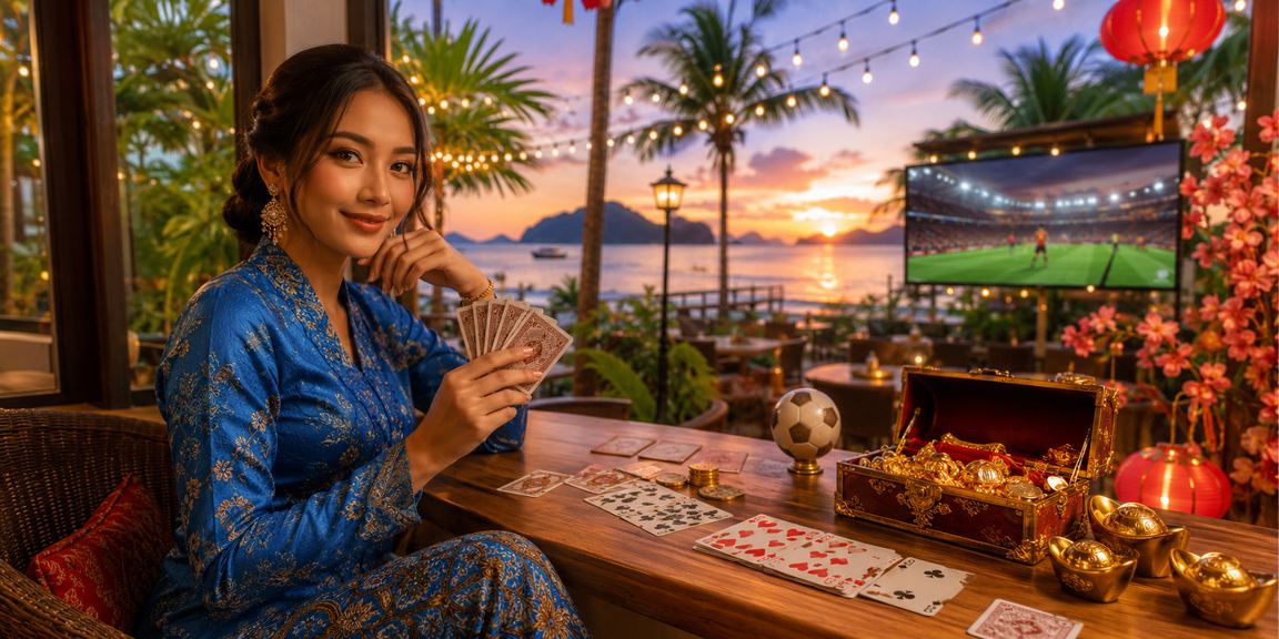 Suasana permainan kad kasino bertema tempatan di Langkawi